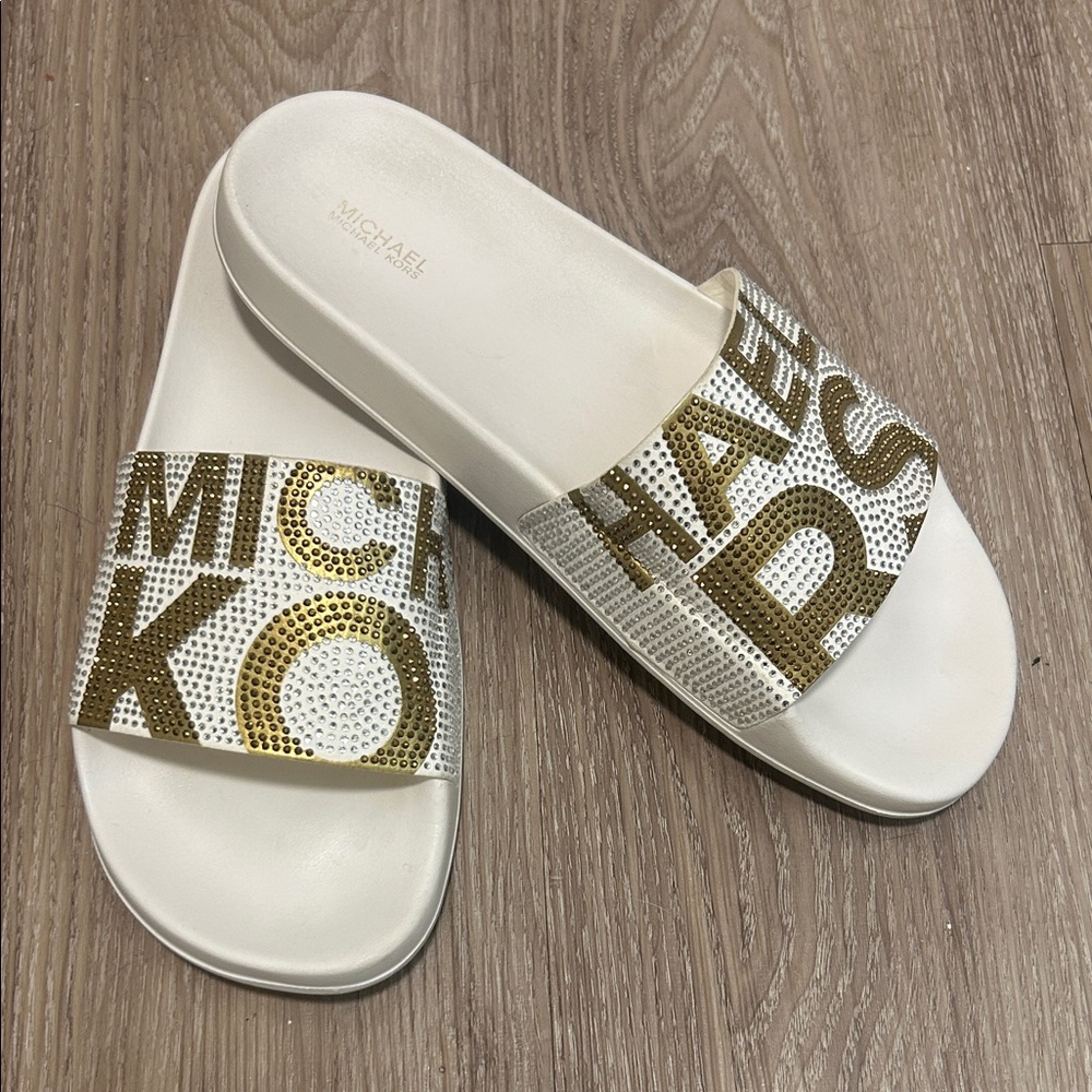 Michael Kors Kids Gold and White Sandals